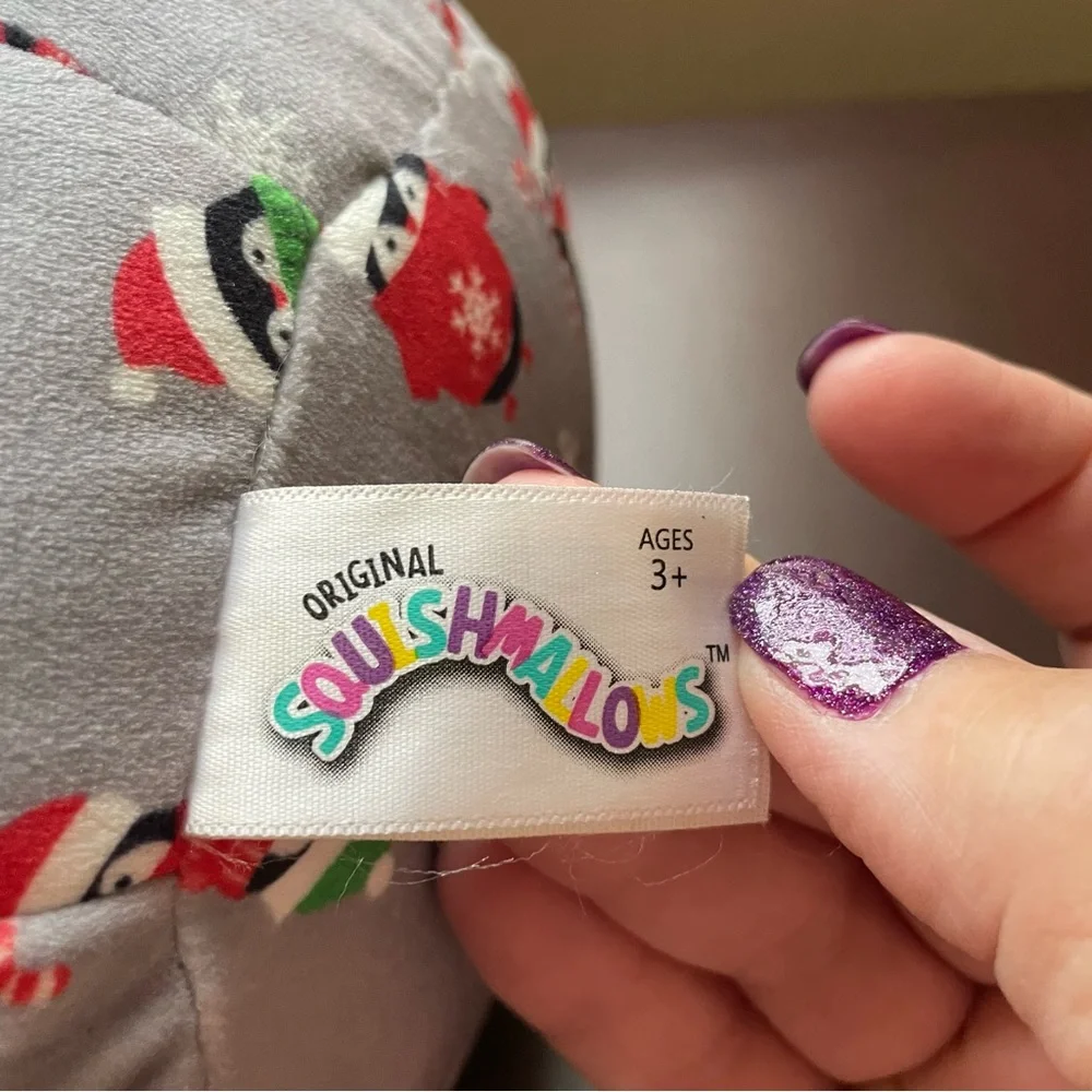 Squishmallows Luna Penguin with Santa hat & wearing pajamas